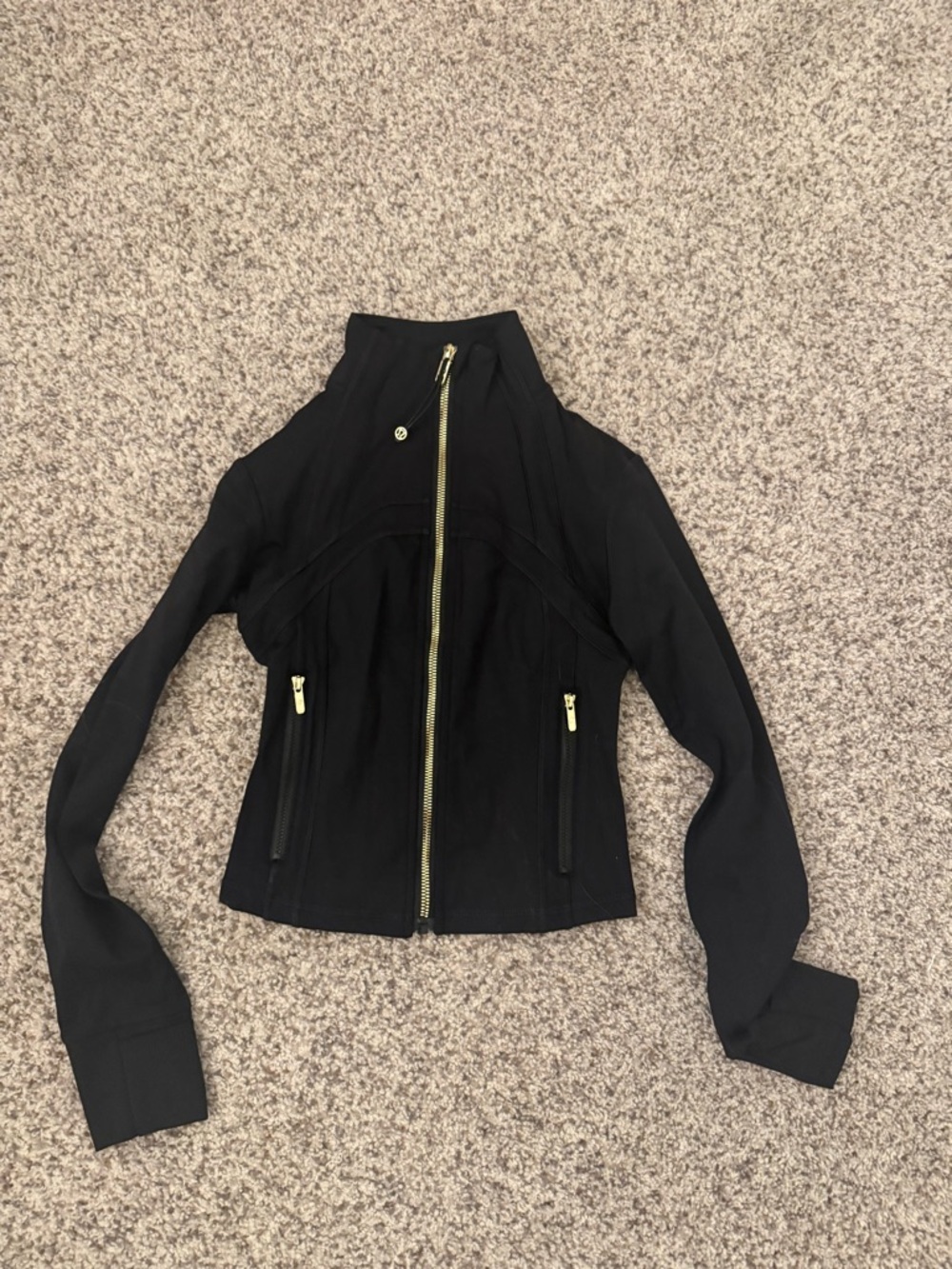 lululemon athletica Black Zip-Up Utility Jacket with Gold Hardware